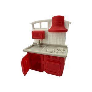 Little Tikes Dollhouse Furniture Red Kitchen Sink Stove Combo